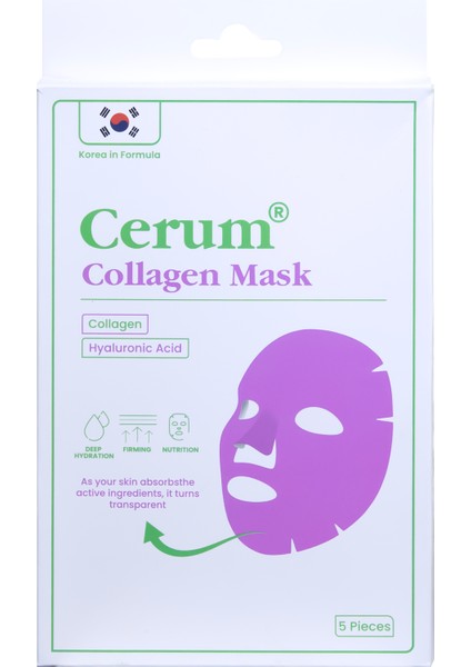 Yüzde Eriyen Kolajen Maskesi | Kolajen - Hyaluronik Asit - Probiyotik | Canlandırıcı | 5 Adet modelleri