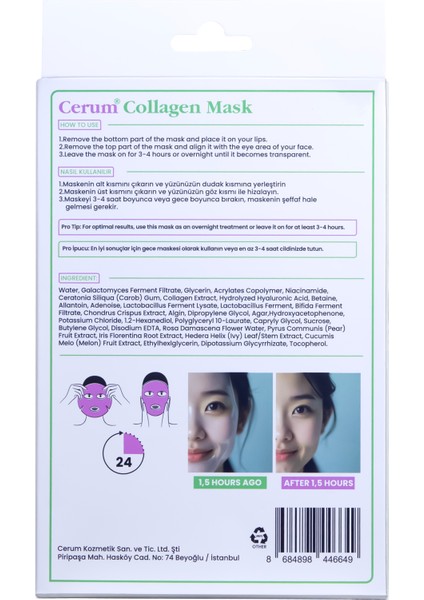 Yüzde Eriyen Kolajen Maskesi | Kolajen - Hyaluronik Asit - Probiyotik | Canlandırıcı | 5 Adet fırsatları