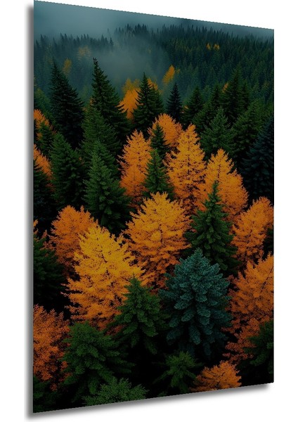 Sarı ve Yeşil Orman Manzarası Sulu Boya Görünümlü Dekoratif Ahşap Tablo Dikdörtgen Tablo fırsatları