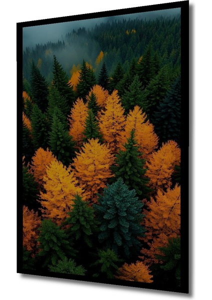 Sarı ve Yeşil Orman Manzarası Sulu Boya Görünümlü Dekoratif Ahşap Tablo Dikdörtgen Tablo indirimleri