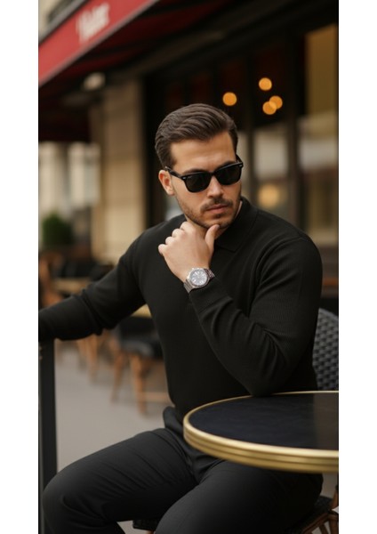 Erkek Selanik Örme Yakalı Uzun Kollu Triko fırsatları