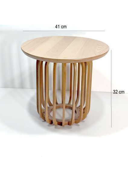 Palermo Yuvarlak Modern Klasik Rustik Retro Vintage Naturel Dekoratif Ahşap Çıtalı Yan Mantar Sehpa modelleri