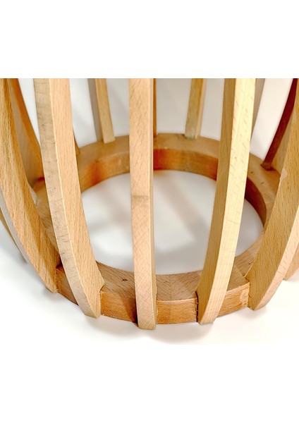 Palermo Yuvarlak Modern Klasik Rustik Retro Vintage Naturel Dekoratif Ahşap Çıtalı Yan Mantar Sehpa fırsatları