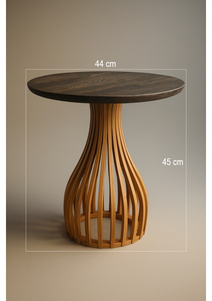 Palermo Yuvarlak Modern Klasik Rustik Retro Vintage Naturel Dekoratif Ahşap Çıtalı Eskitme Iskandinav Yan Orta Mantar Sehpa fiyatları