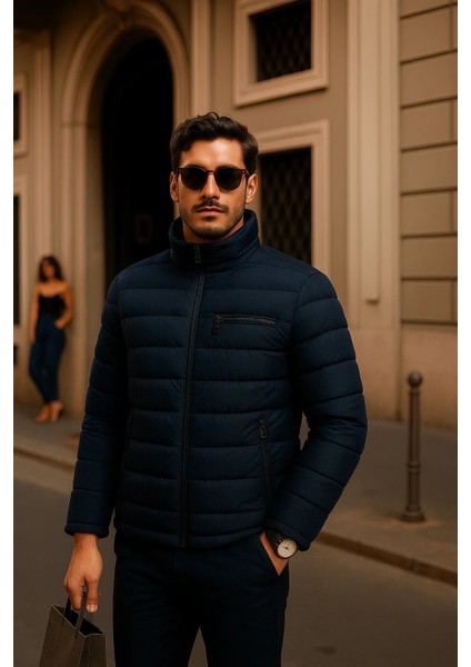 Erkek Comfort Fermuarlı Günlük Kışlık Lacivert Şişme Mont fırsatları