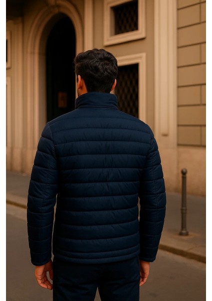 Erkek Comfort Fermuarlı Günlük Kışlık Lacivert Şişme Mont indirimleri