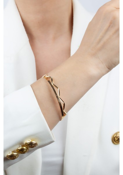 Düz ve Zigzag Form Ikili Bilezik Seti