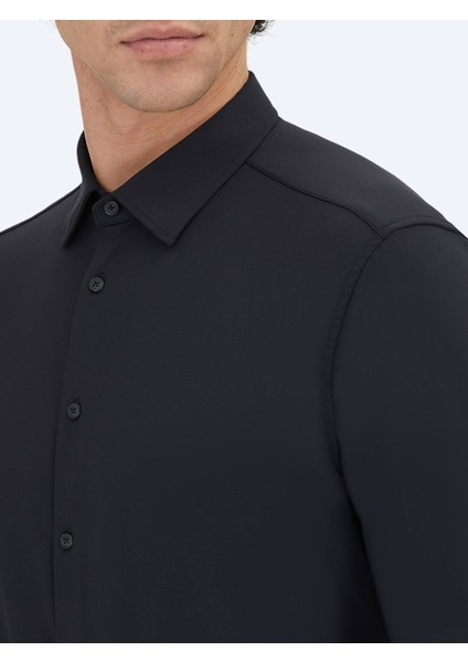 Siyah Düz Regular Fit Casual Gömlek modelleri