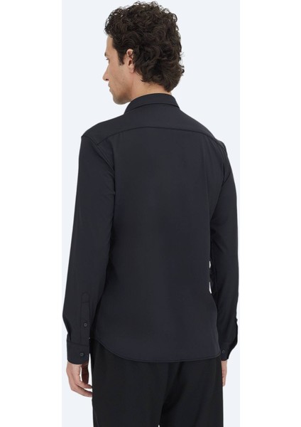 Siyah Düz Regular Fit Casual Gömlek indirimleri