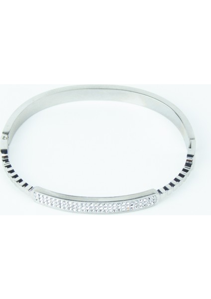 Zirkon Taşlı Çelik Kelepçe Bileklik modelleri