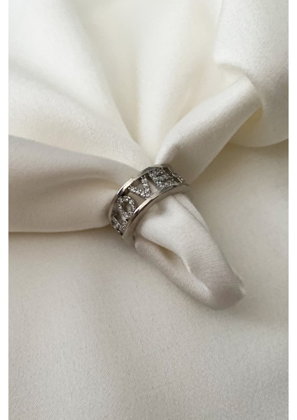 Love Yazılı Zirkon Taş Gümüş Renk Yüzük modelleri