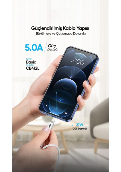 Phixi Basic CB412L Type-C To Lightning USB Şarj Kablosu fiyatları