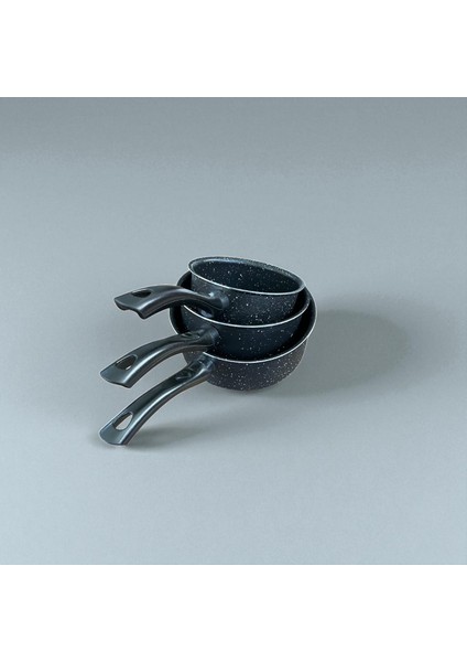 3'lü Granit Sosluk ve Sütlük Seti 12-14-16 cm Yanmaz Yapışmaz, Indüksiyon Uyumlu Çeyizlik Hediyelik Günlük Kullanıma Uygun modelleri