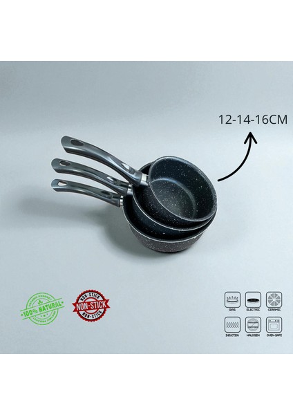 3'lü Granit Sosluk ve Sütlük Seti 12-14-16 cm Yanmaz Yapışmaz, Indüksiyon Uyumlu Çeyizlik Hediyelik Günlük Kullanıma Uygun fırsatları