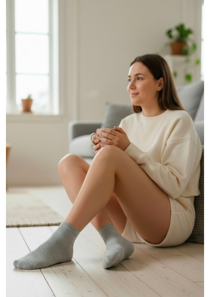 Kadın Bambu Patik Çorap 785 Gri 6'lı Paket modelleri