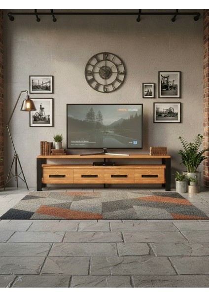 Sea Doğal Ahşap Çekmeceli Tv Ünitesi - 220CM