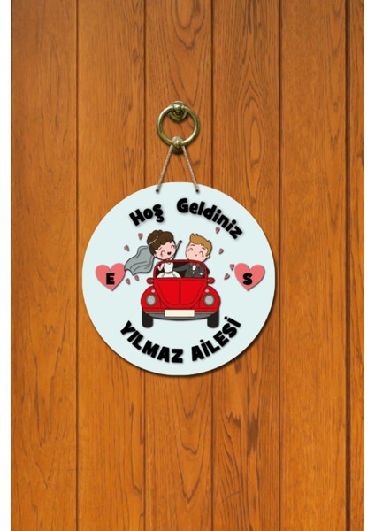 Kapı Süsü Hoş Geldiniz Yılmaz Ailesi Ahşap Baskı Kişiye Özel Tasarım fiyatları