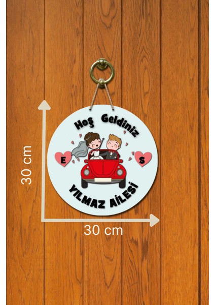 Kapı Süsü Hoş Geldiniz Yılmaz Ailesi Ahşap Baskı Kişiye Özel Tasarım fırsatları