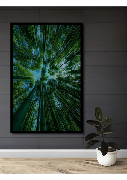 Yeşil Orman Ahşap Dekoratif Tablo Sulu Boya Görünümlü Sanat Eseri Dikdörtgen Tablo fiyatları