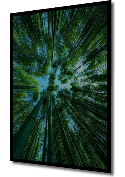 Yeşil Orman Ahşap Dekoratif Tablo Sulu Boya Görünümlü Sanat Eseri Dikdörtgen Tablo indirimleri