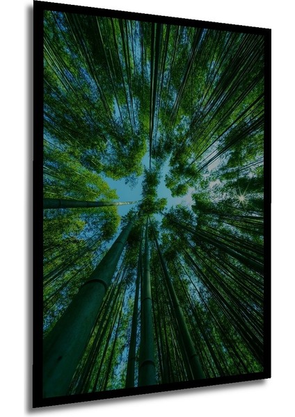 Yeşil Orman Ahşap Dekoratif Tablo Sulu Boya Görünümlü Sanat Eseri Dikdörtgen Tablo