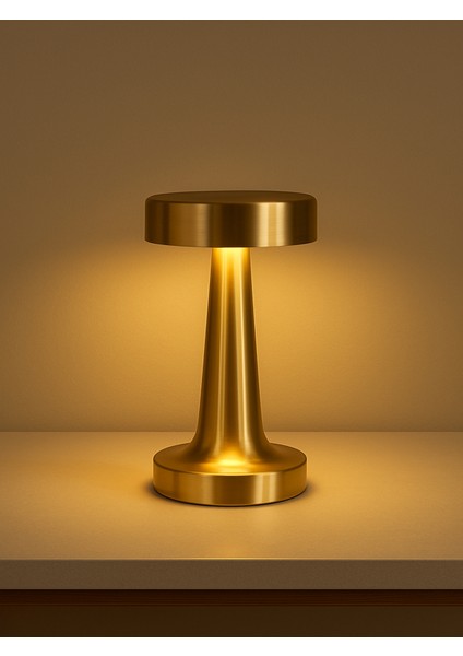 Gold Dokunmatik Şarjlı Masa Lambası USB Giriş 3 Işık Modu Ayarlanabilir Işık Şiddeti Gece Lambası fiyatları