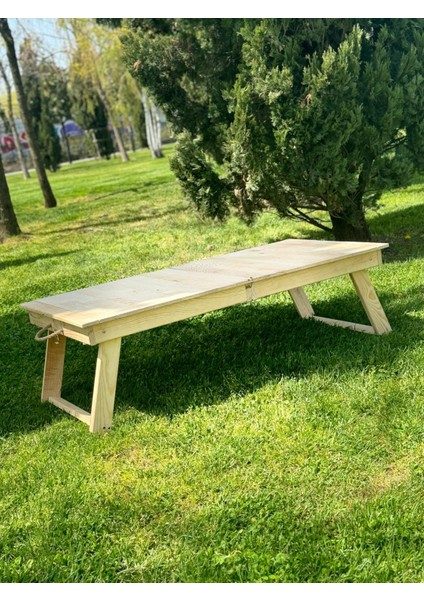 Kamp Balkon ve Yemek Masası Özel Tasarım Masa, 2 Kademe Ayaklı, KATLANABILIR,55X110 cm Ham