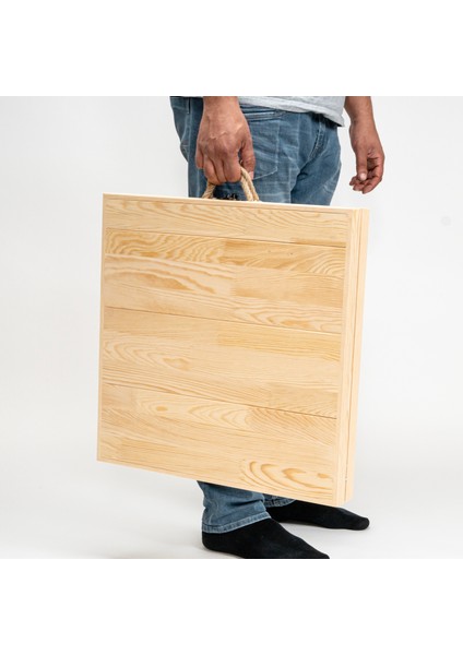 Kamp Balkon ve Yemek Masası Özel Tasarım Masa, 2 Kademe Ayaklı, KATLANABILIR,55X110 cm Ham