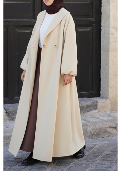 Şal Yaka Kaban - Bej