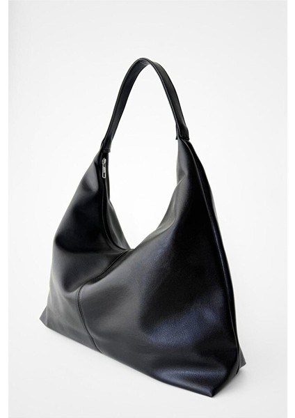 Salaş Görünümlü ve Geniş Hacimli Suni Deri Kadın Shopper Omuz Çantası modelleri