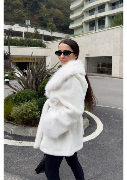 Marisse Bağlama Detay Oversize Kürk- Ekru fiyatları