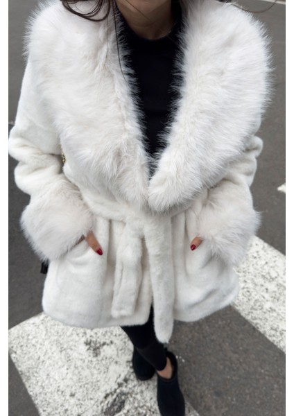 Marisse Bağlama Detay Oversize Kürk- Ekru fırsatları