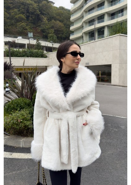 Marisse Bağlama Detay Oversize Kürk- Ekru indirimleri