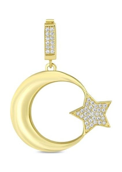 Altın Ay Yıldız Kolye Ucu - 14K