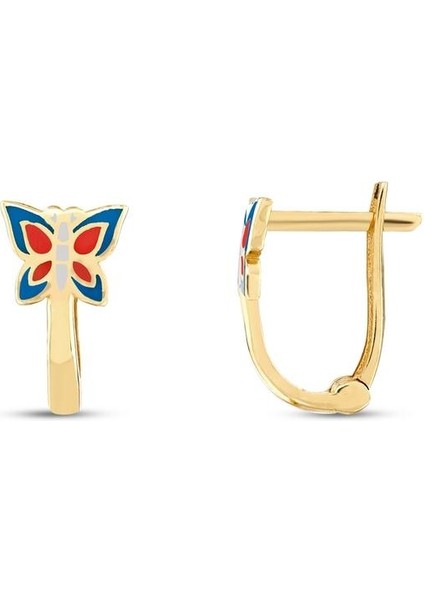 Kelebek Figürlü Altın Çocuk Küpe - 14K