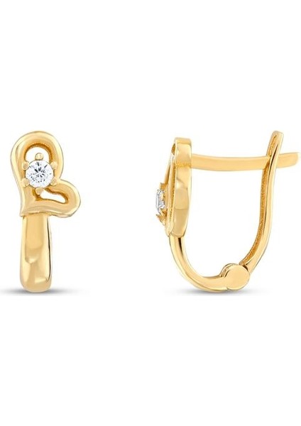 Kalp Figürlü Altın Çocuk Küpe - 14K