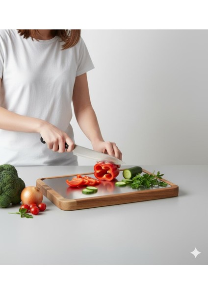 Paslanmaz Çelik Kesme Tahtası (Küçük Boy)