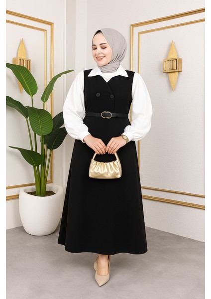 Düğme Detay Jile-Siyah