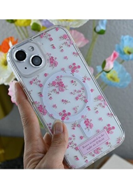Iphone 15 - 14 -13 Uyumlu Çiçekli Gerçek Magsafe Özellikli Darbe Önleyici Koruyucu Kılıf