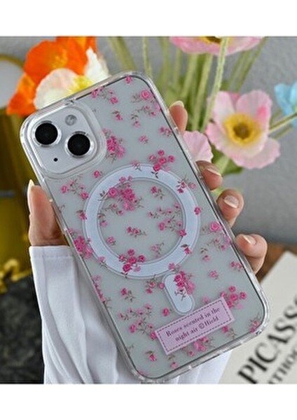 Iphone 15 - 14 -13 Uyumlu Çiçekli Gerçek Magsafe Özellikli Darbe Önleyici Koruyucu Kılıf indirimleri
