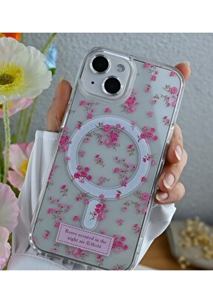 Iphone 15 - 14 -13 Uyumlu Çiçekli Gerçek Magsafe Özellikli Darbe Önleyici Koruyucu Kılıf