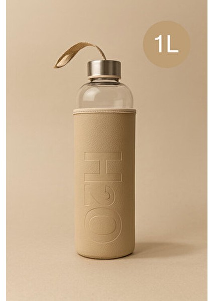 H2O Deri Kılıflı Cam Matara 1000 ml