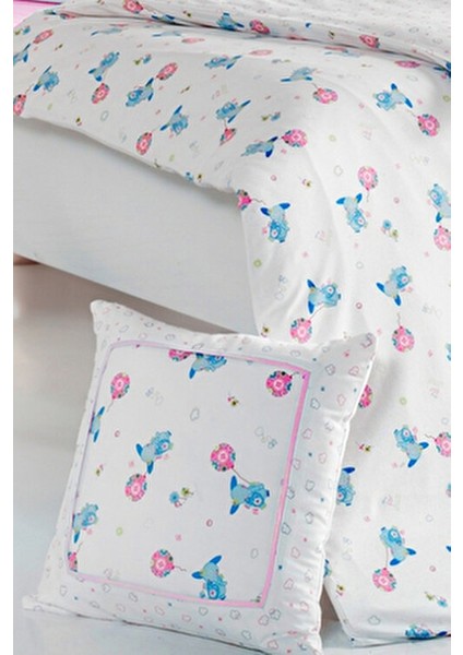 Bebek 4lü Uyku Seti %100 Pamuk 100X150CM Pembe Flying Baloon Nevresim Takımı 70X140 Lastikli Çarşaf modelleri