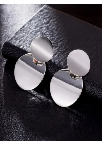 Zarif Gümüş Rengi Daire Küpeler fiyatları