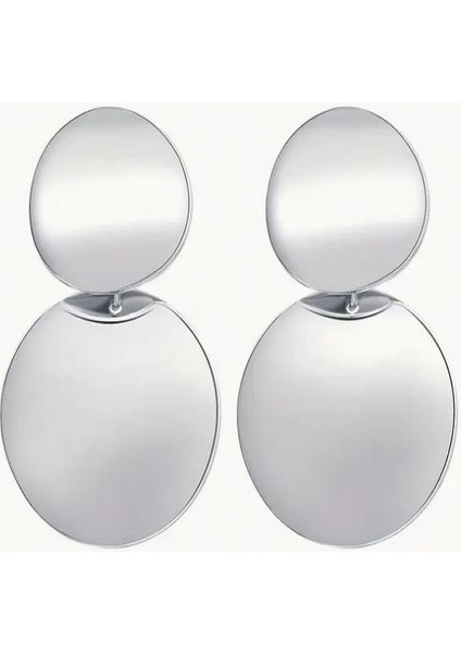 Zarif Gümüş Rengi Daire Küpeler modelleri