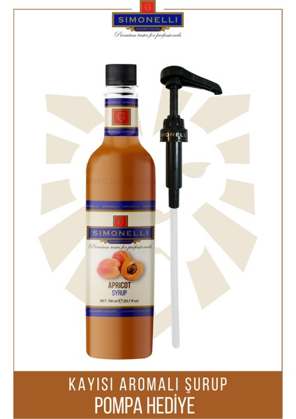 Kahve ve Kokteyl Şurubu Kayısı 700 ml + Pompa Simonelli
