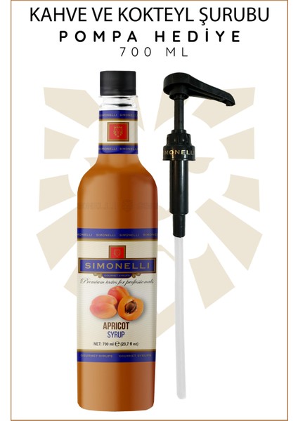 Kahve ve Kokteyl Şurubu Kayısı 700 ml + Pompa Simonelli fiyatları