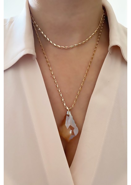 Çift Sıralı Kristal Uçlu Gold Kolye fırsatları