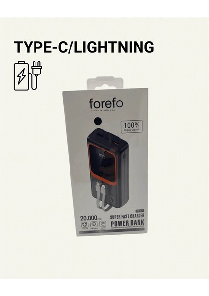 Powerbank 20000 Mah | 22.5W Hızlı Şarj, Dahili Kablolu, LCD Ekranlı Şarj Cihazı modelleri