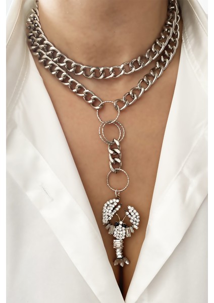 Istakoz Uçlu Çift Sıralı Kolye